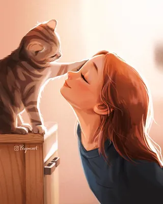 Девушка и кот | Пикабу