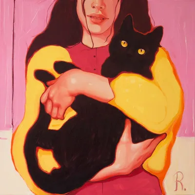 Девушка и кот на крыше иллюстрация вектора. иллюстрации насчитывающей  одиночество - 92719292
