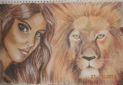 Картина по номерам \"Девушка и лев\"