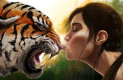Девушка с тигром картинки - 75 фото