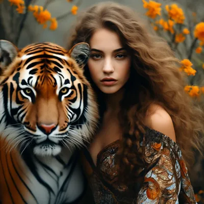 Рисунок Девушка с тигром №267133 - «Символ Нового года!» (09.12.2021 -  16:15)