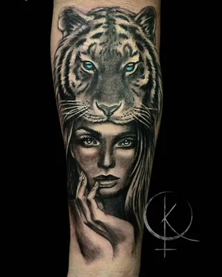 Картина на холсте Димитра Милан \"Девушка с тигром\"