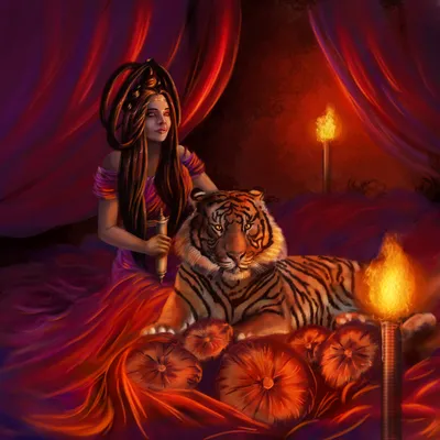 Девочка и тигр - красивые фото