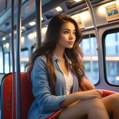 Красивая девушка едет туристический автобус Стоковое Фото - изображение  насчитывающей город, место: 128361140