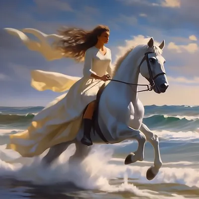Счастливая Молодая Женщина Верхом На Лошади На Пляже Стоковые Фотографии |  FreeImages