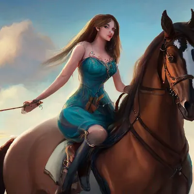 Обои на рабочий стол Девушка в шляпе верхом на рыжей лошади в поле, обои  для рабочего стола, скачать обои, обои бесплатно