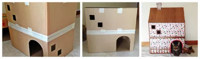 Домик для кошки своими руками из картонной коробки - картинки и фото  koshka.top
