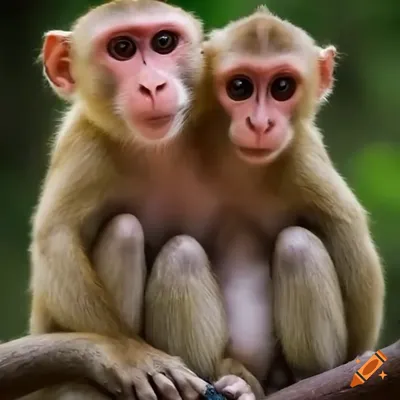 Две обезьяны, одна лысая, другая …» — создано в Шедевруме