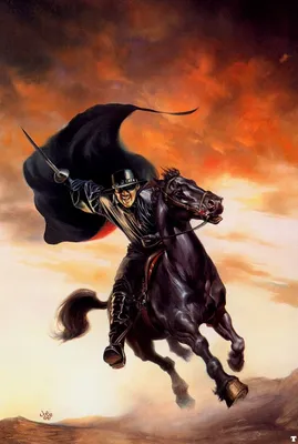 Zorro Rides / 1997 (Julie Bell) | The mask of zorro, The legend of zorro,  Western comics
