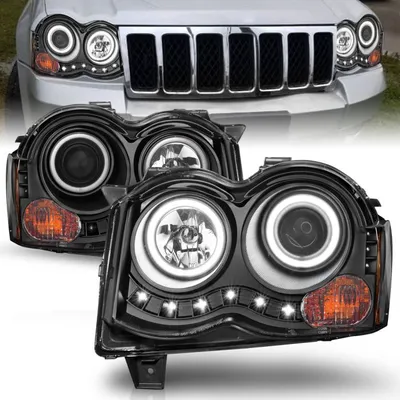 ANZO USA | Don't Get Left in The Dark ~ JEEP GRAND CHEROKEE 08-10 PROJECTOR  HEADLIGHTS BLACK W/ RX HALO