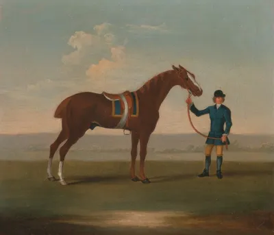 Картина часы Фернели Джон «Лошадь в конюшне» на холсте любого размера,  артикул poster_67303