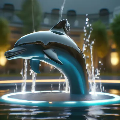 Фонтан с черным дельфином Соль …» — создано в Шедевруме