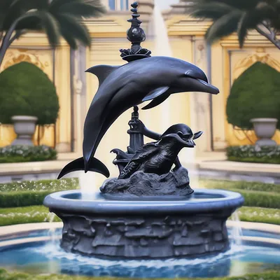 Фонтанчик с черным дельфином,…» — создано в Шедевруме
