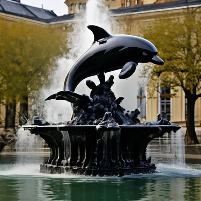 Чёрный фонтан с чёрным дельфином» — создано в Шедевруме