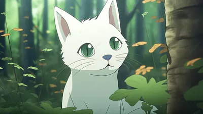Серая аниме кошка с голубым отливом…» — создано в Шедевруме