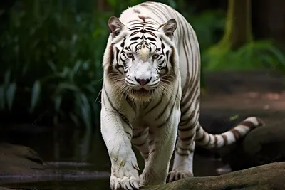 Портрет антропоморфного белого тигра в образе разработчика в офисе generate  ai | Премиум Фото