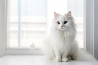 2 Белых кота на подоконнике Стоковое Изображение - изображение  насчитывающей пинк, купает: 203530147
