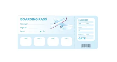 Билет на самолет авиакомпании или шаблон. Пустой посадочный талон и билет  на самолет. Иллюстрация вектора Иллюстрация вектора - иллюстрации  насчитывающей авиапорты, плоскость: 195698789