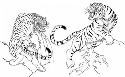 Иллюстрация Иллюстрация к сказке «Тигр и человек» в стиле живопись