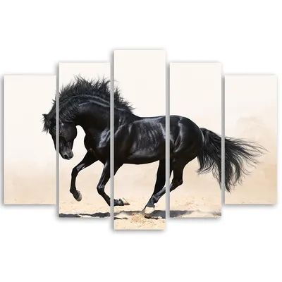 Картина Чёрный конь в пустине ᐉ Мануйло Лилия ᐉ онлайн-галерея Molbert.