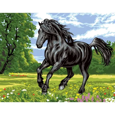 Портрет черного коня, портрет три …» — создано в Шедевруме