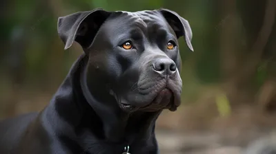 Большая черная собака, с длинной …» — создано в Шедевруме