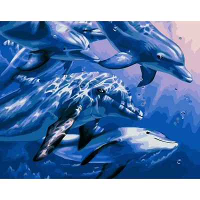 Стая дельфинов под водой» — создано в Шедевруме