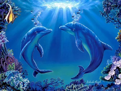 Картина по номерам Strateg ПРЕМИУМ Дельфины под водой с лаком разме...