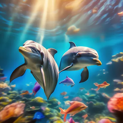 два дельфина прыгают с воды в океан, картинки дельфинов, дельфин, животное  фон картинки и Фото для бесплатной загрузки
