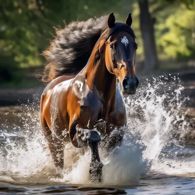 Пасущийся гнедой конь Stock Photo | Adobe Stock