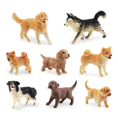 8 шт. набор игрушек для фигурок собак, реалистичные подробные пластиковые  фигурки собак, игрушки для животных | AliExpress