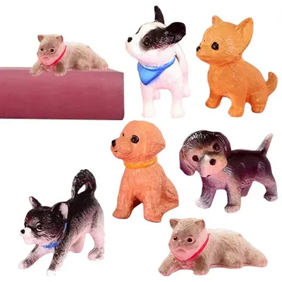 Мини-фигурки игрушечных собак, 6 шт., милые миниатюрные фигурки собак,  большое украшение для гостиной, детские столы, дворы, газон, сады |  AliExpress