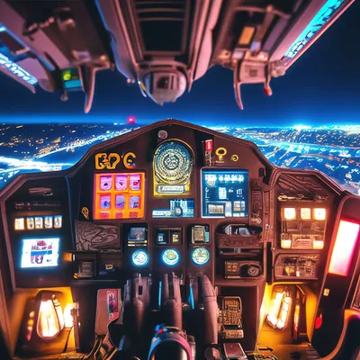 Вид из кабины пилота самолёта, на…» — создано в Шедевруме