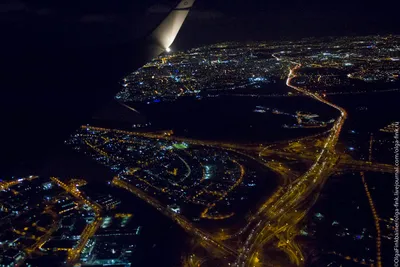 Ночной Екатеринбург с самолета | Пикабу