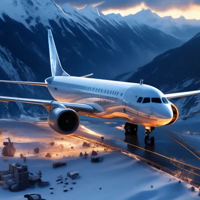 Скачать обои снег, зима, самолет, взлёт, аэробус a380 разрешение 1024x768  #104507