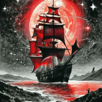 Волшебный корабль, парусник, алые …» — создано в Шедевруме