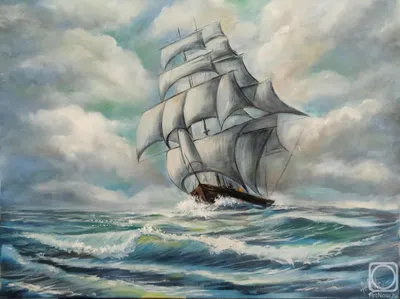 Репродукция картины «Корабль-парусник», 44×34 см, в раме (пластмасса). Лот  №3543. Аукцион №268. – ANUMIS