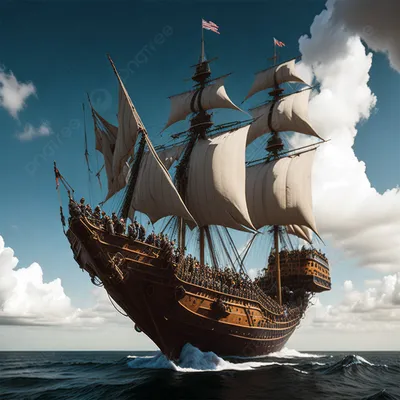 старый огромный старинный корабль в море фото, судно, вода, природа фон  картинки и Фото для бесплатной загрузки