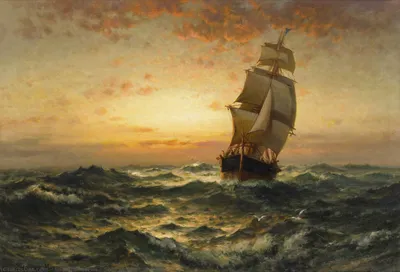 Картинка Парусный корабль в синем море » Корабли » Транспорт » Картинки 24  - скачать картинки бесплатно