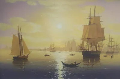 Репродукции Картин Корабль в море, Сансет по Edward Moran (1829-1901,  United Kingdom) | ArtsDot.com