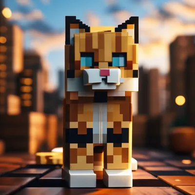 Кот в стиле Minecraft» — создано в Шедевруме