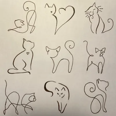 Рисунок кота карандашом стоя (34 шт)