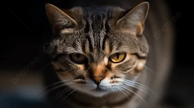 Кот с большими глазами. Полосатые кот Стоковое Изображение - изображение  насчитывающей дом, глаз: 213821743