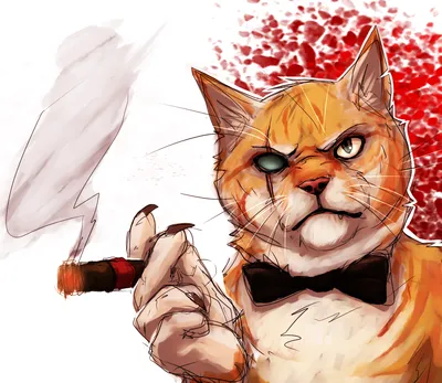 Иллюстрация Кот с трубкой в стиле 2d | Illustrators.ru
