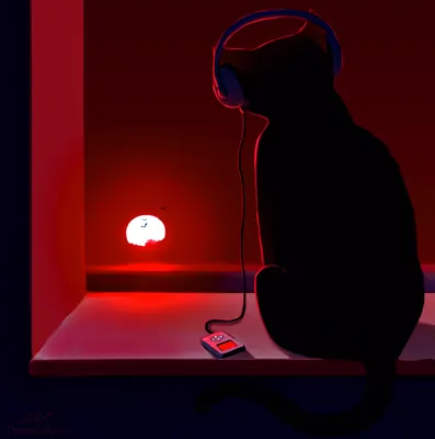 портрет забавного милого кота в больших наушниках слушает музыку  Иллюстрация штока - иллюстрации насчитывающей кот, наушники: 280645871