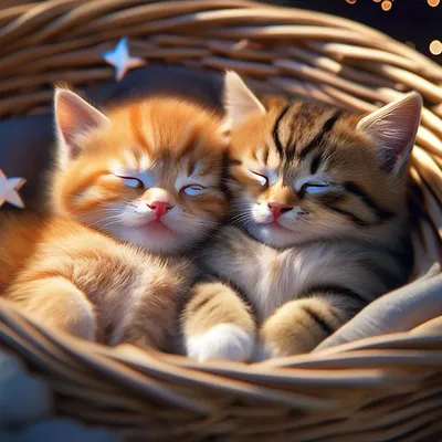 Спят котята и утята. Двое милых …» — создано в Шедевруме
