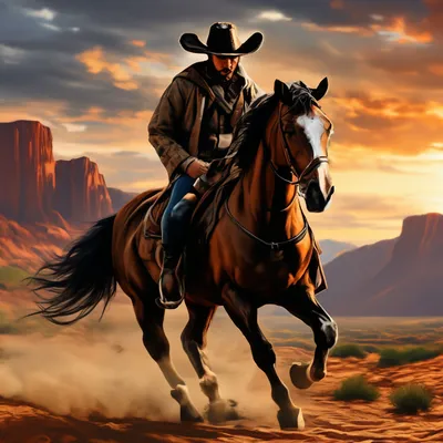 ковбой едет на своей лошади в пустыне, крутые ковбойские картинки, классная  поверпойнт, ковбой фон картинки и Фото для бесплатной загрузки