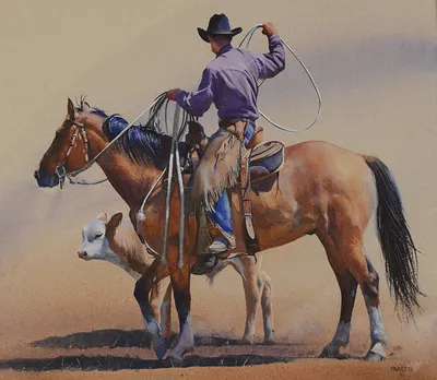 Фотография Лошади ковбоя Винтовки Мужчины бежит животное Рисованные