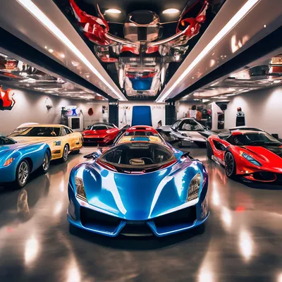 Много красивых автомобилей в комнате…» — создано в Шедевруме