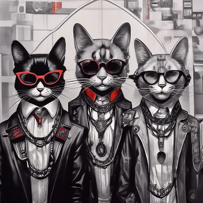 Трое крутых котов, в темных очках…» — создано в Шедевруме